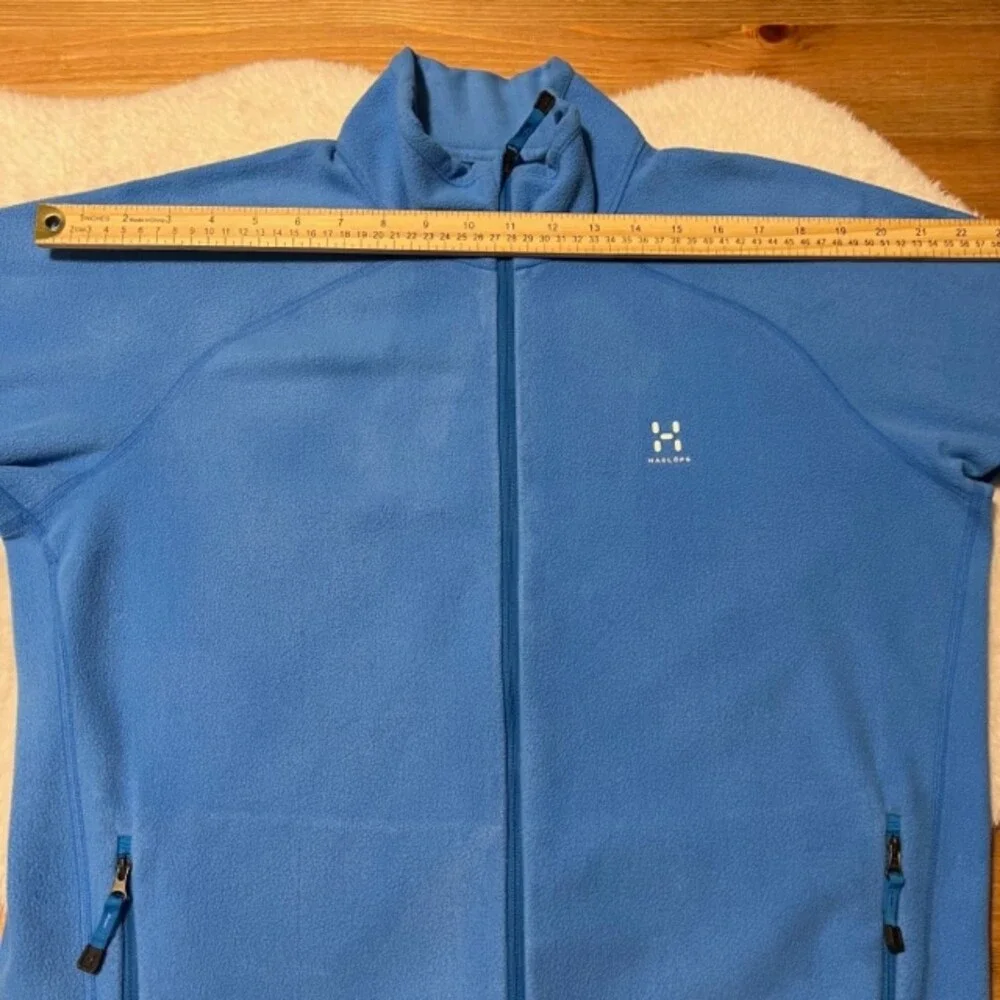 Haglofs Astro Mens Blue Full Zip Fleece Sweater Mock Neck Sportswear Size Large